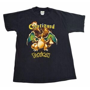Vintage Pokemon Nintendo Charzard Black Shirt 1999 Youth Sz Large Free Shipping
